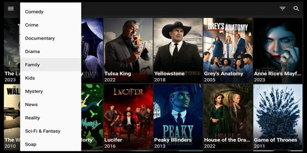 genres for tv shows from cinema hd