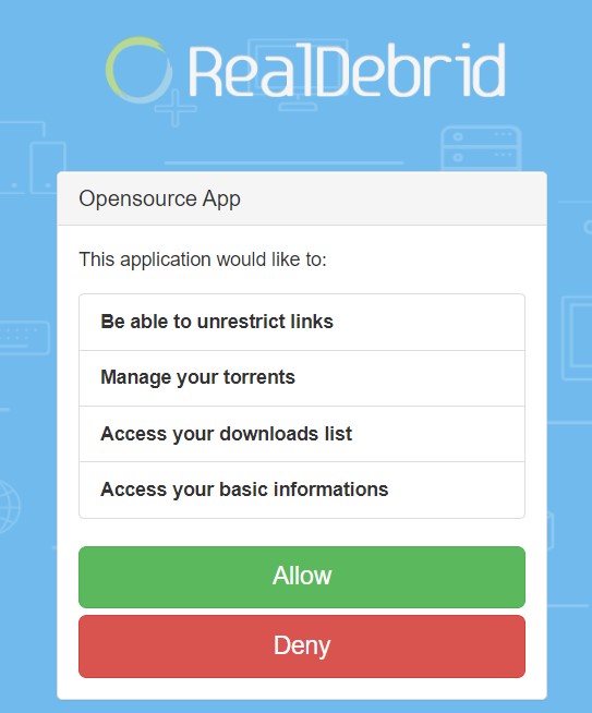 allow real-debrid to access teatv