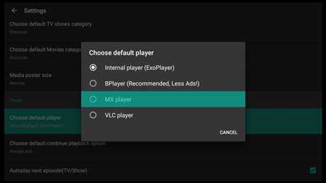 MX player as default player for FilmPlus