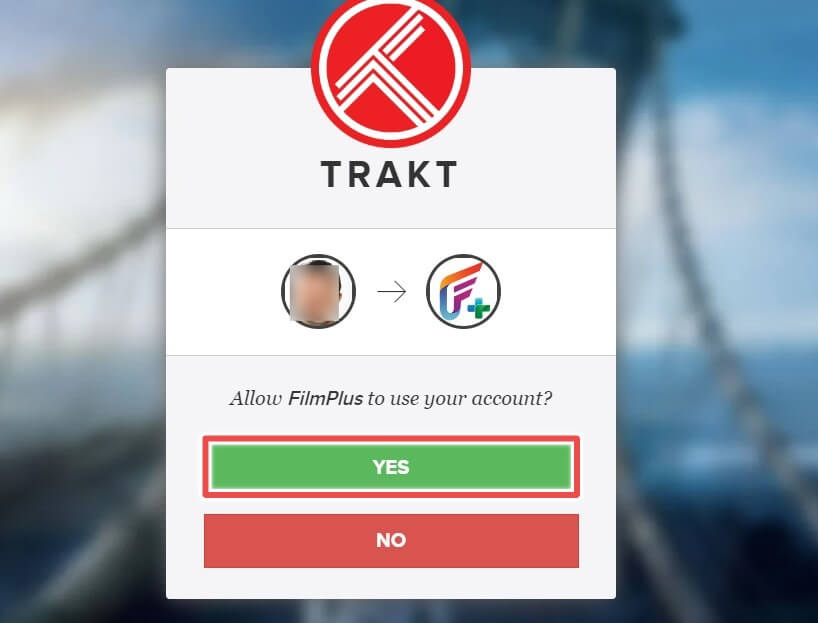 allow filmplus to use your account on trakt tv