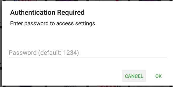 settings is password protected