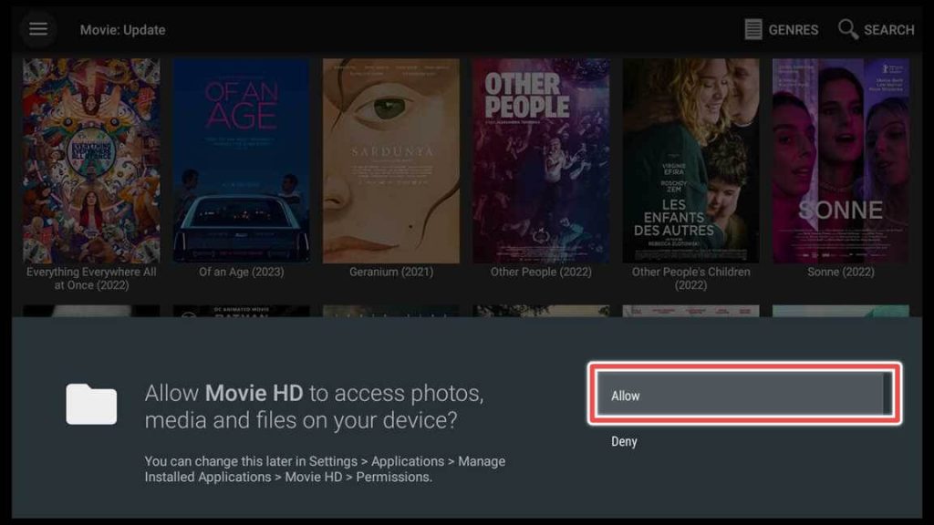 allow-movie hd to access media files