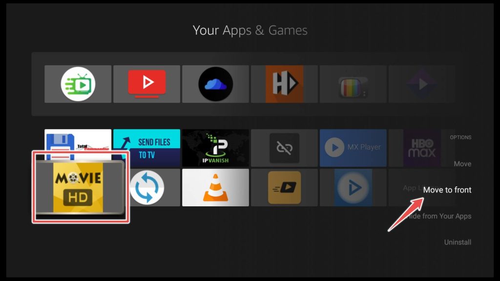 move movie hd on home screen on firestick