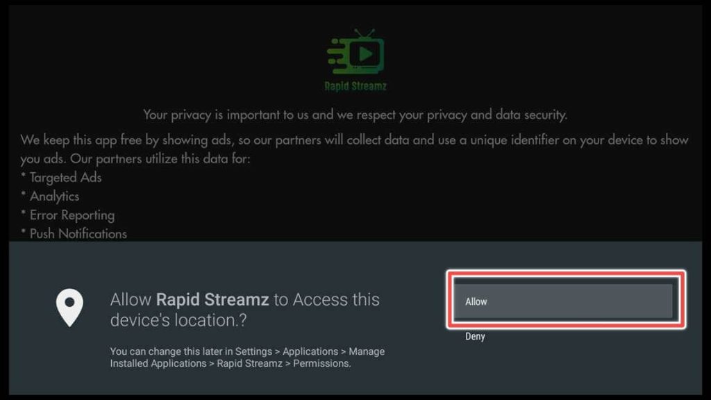 allow rapid streamz access to media files