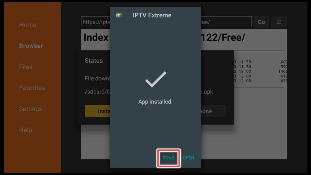 installation of iptv extreme is completed