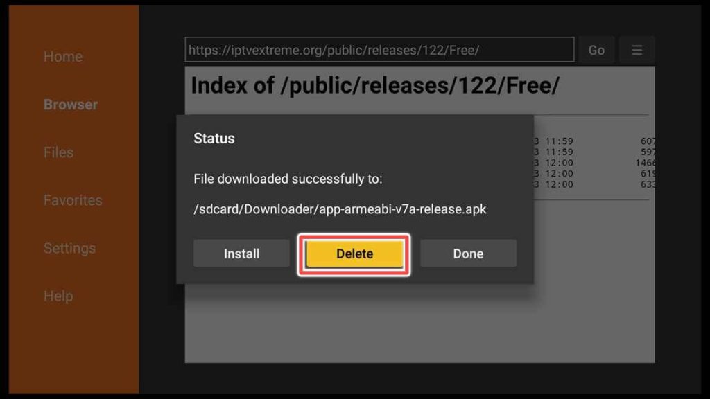 deleting the iptv extreme installation file