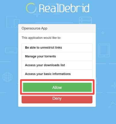 allow syncler to access your real-debrid account