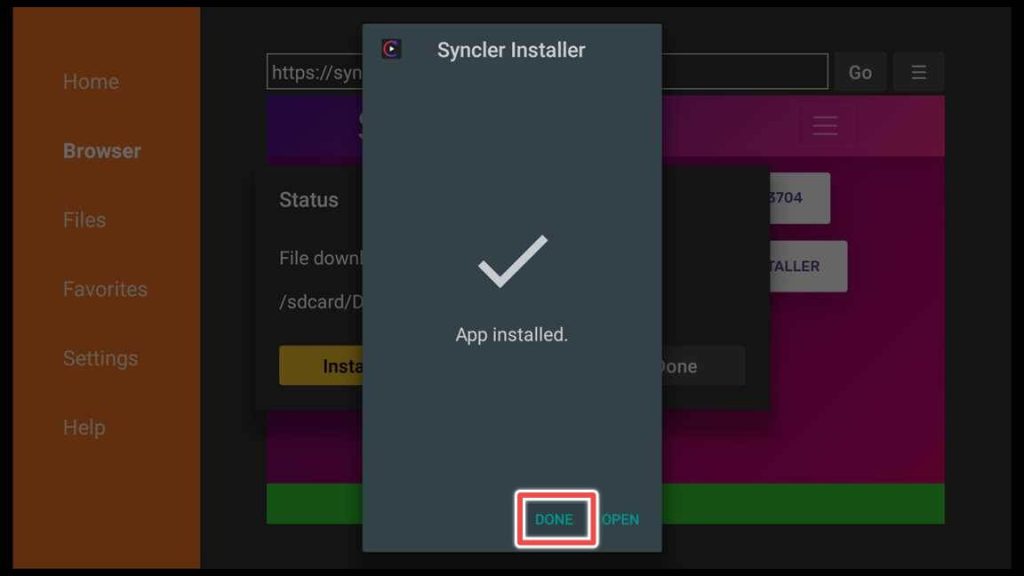 installed syncler installer