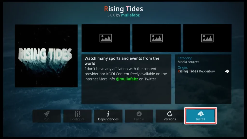 install rising tides addon on kodi