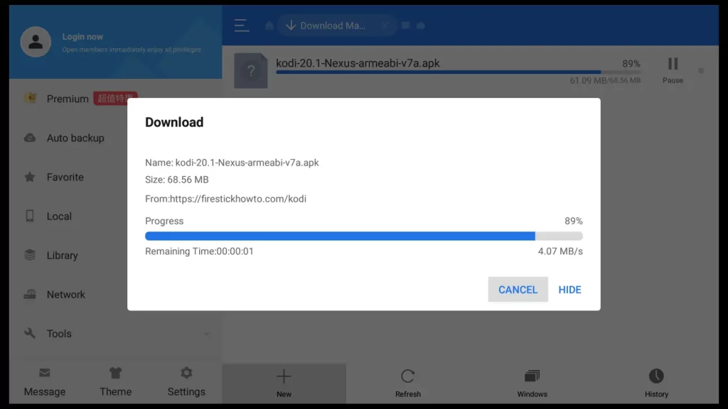 downloading kodi on firestick using es file explorer