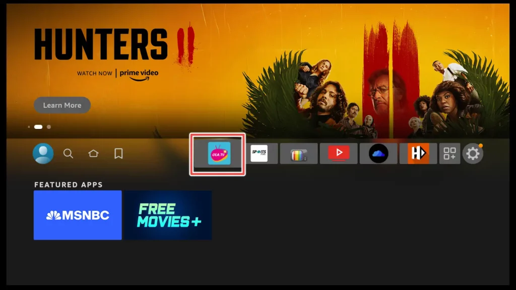 ola tv on the home screen of the firestick