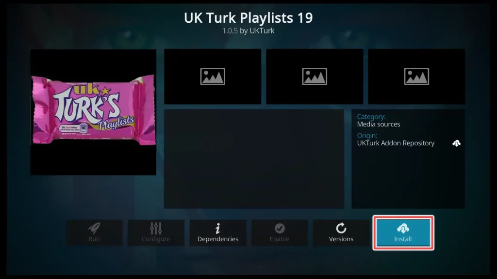 install the uk turks addon on kodi