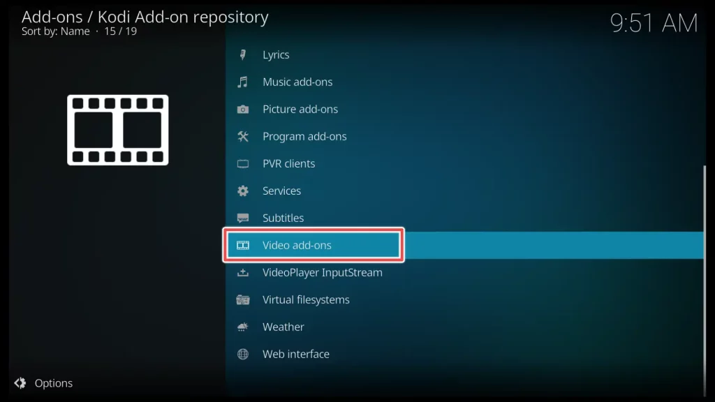 video addons from the official kodi add-on repository