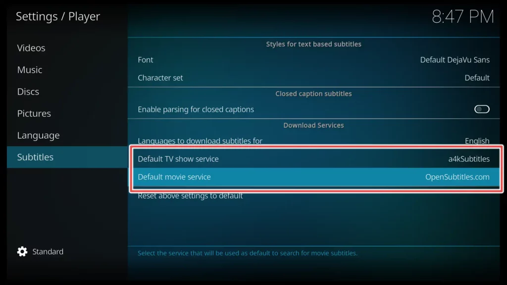 subtitle services on kodi