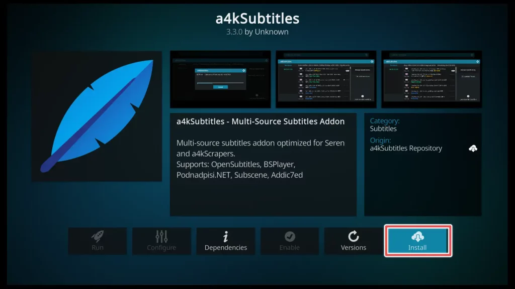 install subtitles addon on kodi