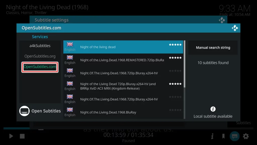 load subtitles on kodi