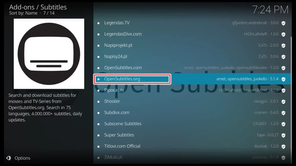 opensubtitles on kodi