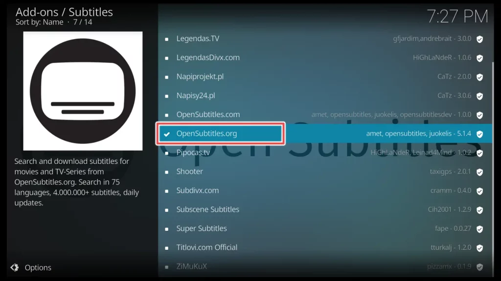 subtitles on kodi