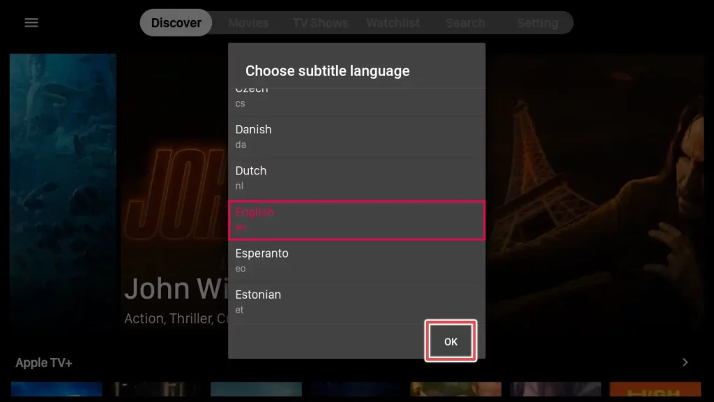 choose subtitle language on viva tv