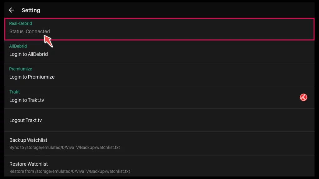 real-debrid is connected