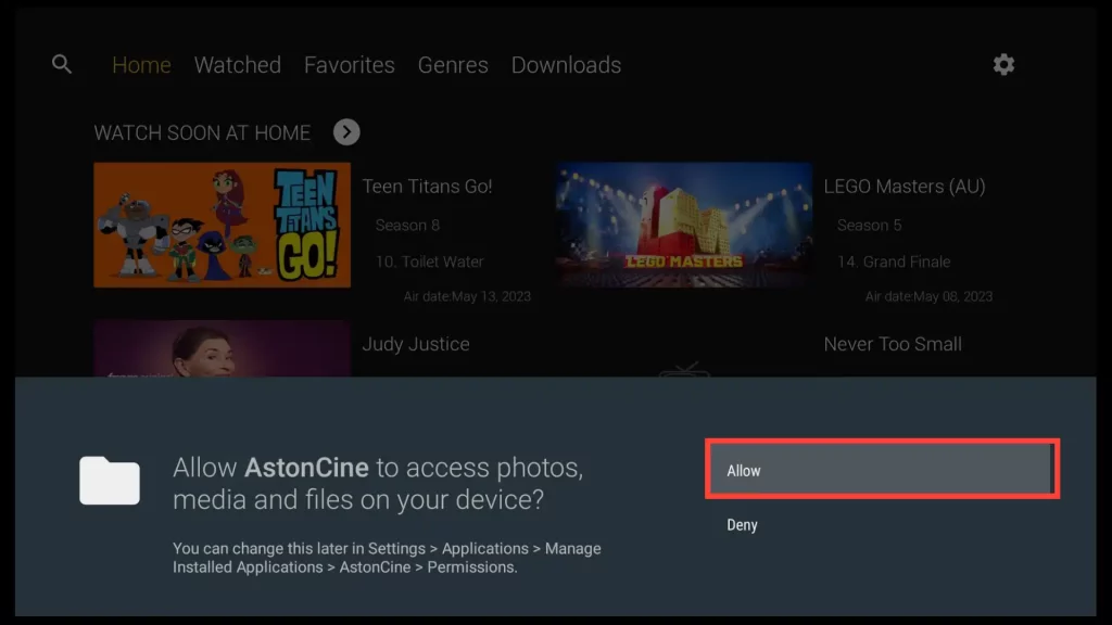 allow astoncine access to media files