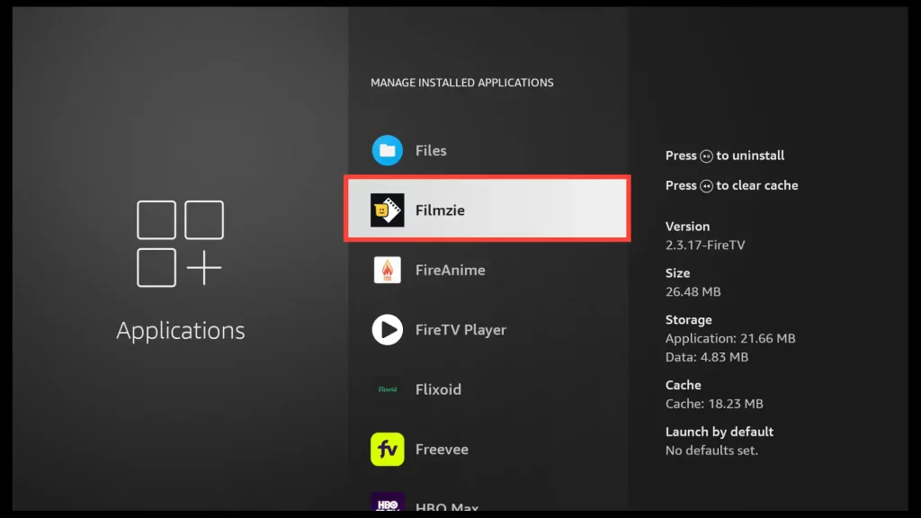 installed applications on firestick