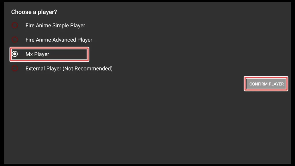 mx player as default for fireanime