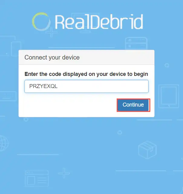 enter the real debrid code