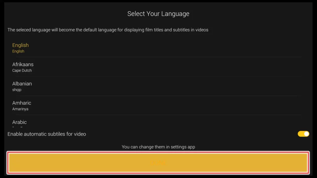 select the subtitle language for cucotv