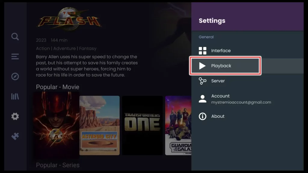 playback option in settings