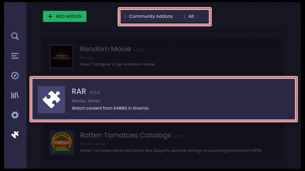 stremio community addons