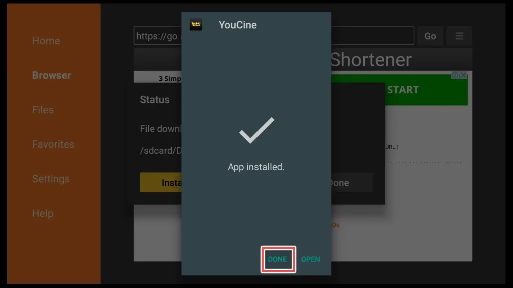 youcine is installed