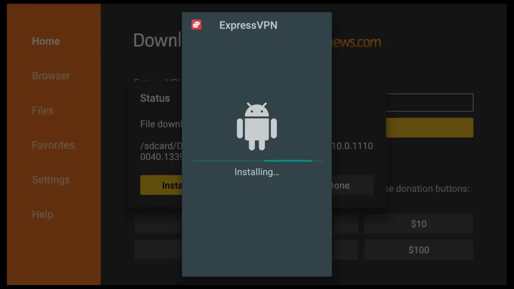 installing expressvpn using downloader