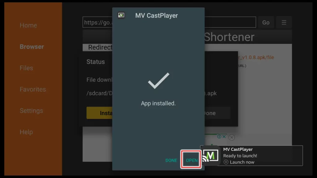 mv cast player app on firestick