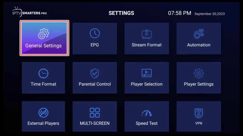 general settings in iptv smarters pro