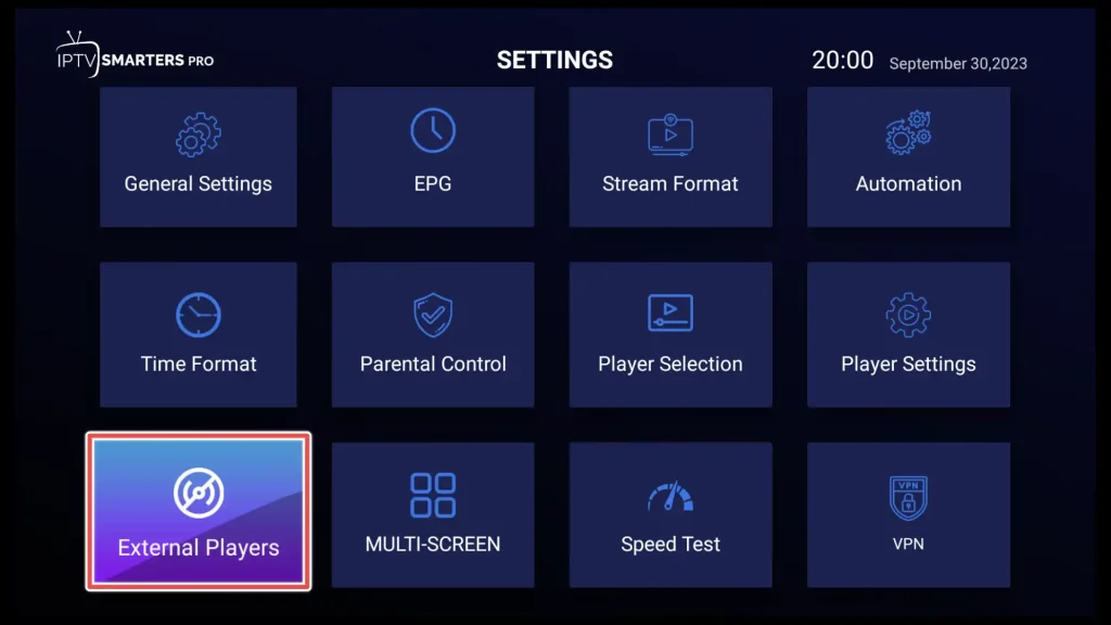 Add an External Video Player to IPTV Smarters Pro